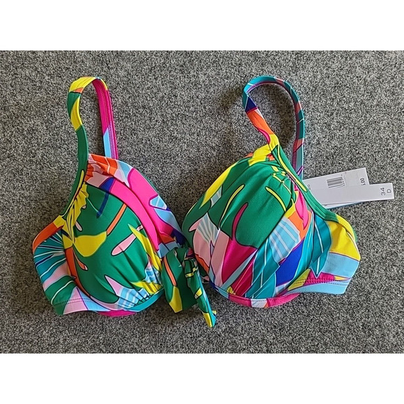 Bleu Rod Beattie Life Of The Party Underwire Bikini Top Tie Front Size 34D NWT - Picture 3 of 4